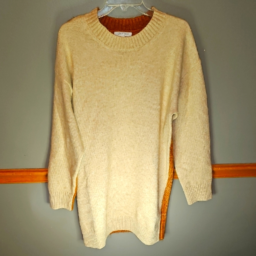 Elegant Cream Orange Sweater Dress